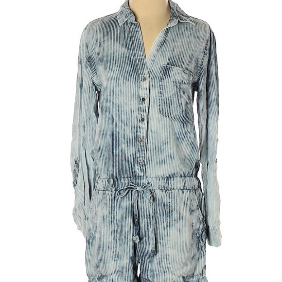 Cloth & stone Anthropologie railroad stripe romper - Picture 3 of 7